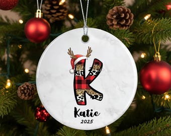 Personalized Initial Christmas Ornament, Custom Name, Keepsake Gift