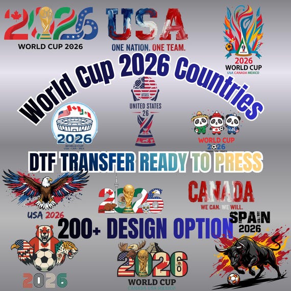 World Cup 2026 Countries DTF Transfer, USA Mexico Canada Soccer DTF, International Animal Soccer Team Decal, Team Fan Shirt Heat Transfer
