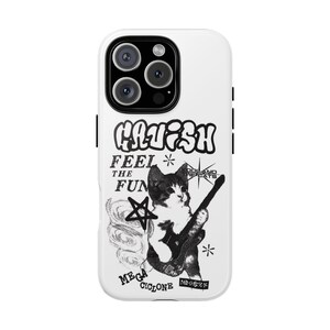 Cute Cat Rock Star Phone Case, Funny Pet Lover Gift, Music Theme Accessories, Quirky Cat Phone Cover, Fun Cat Design Case