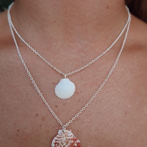 Hawaiian shell necklaces, Handmade ocean jewelry, silver necklaces, gifts for her, scalloped seashell necklaces, women&#39;s jewelry