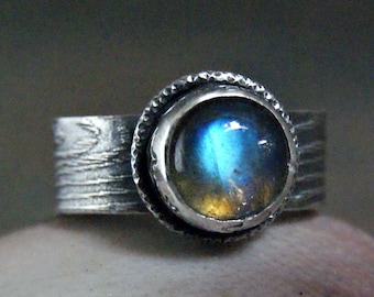 Tree Branch Ring with Gemstone - Blue Labradorite Wide Band Ring Gemstone Jewelry Celestial Ring Libra Birthstone Nature Inspired Jewelry