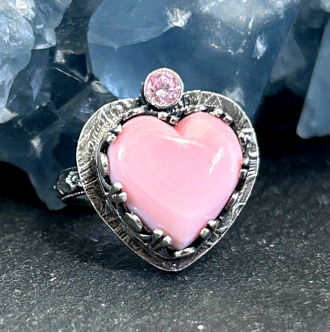 Molten Pink Heart Stone Ring