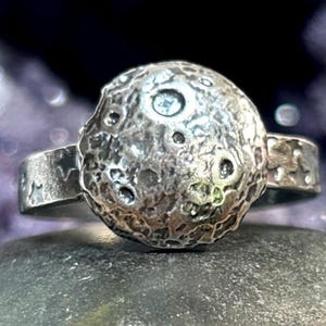 Full Moon Sterling Silver Stackable Ring moons and Stars