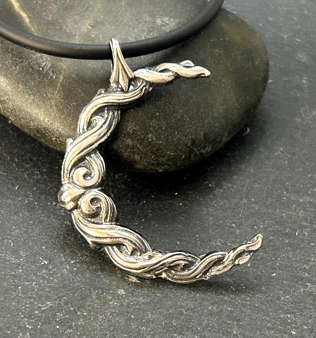 Celtic Crescent Moon Necklace in Sterling Silver - Etsy