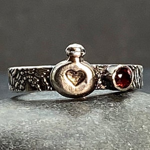 Opal Poison Bottle Ring in Sterling Silver Witchy Wiccan Ring