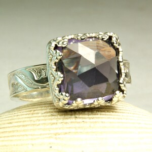 Lab Alexandrite Ring Sterling Silver Jewelry Color Changer Faceted Gemstone Ring Hand forged Jewelry image 4