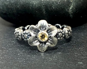Daisy Stackable Ring in Sterling Silver Flower Stacking Ring