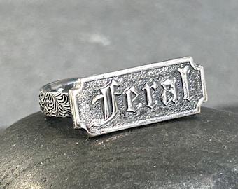 Farrell Sterling Silver Name Ring Handmade Script Ring