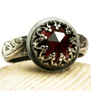 Vintage Style Garnet Ring Renaissance Ring Gothic Style Jewelry Natural Gemstone Ring image 1