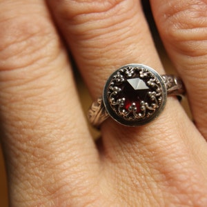 Vintage Style Garnet Ring Renaissance Ring Gothic Style Jewelry Natural Gemstone Ring image 5