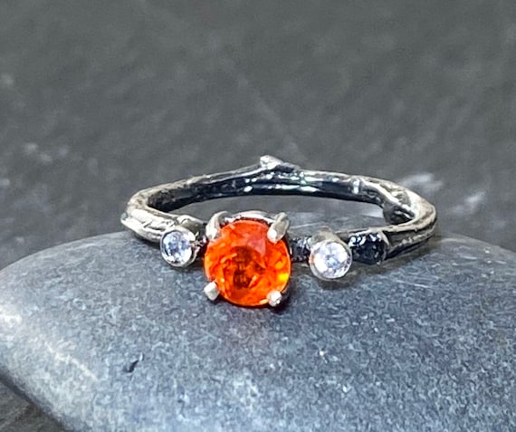 Buy Mexican Fire Opal Branch Ring in Sterling Silver Natural