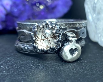 Rutilated Quartz Stackable Rings in Sterling Silver Potion Ring