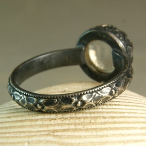 Rainbow Moonstone Ring Sterling Silver Moonstone Jewelry Artisan Gemstone Jewelry Renaissance Style, custom size image 4