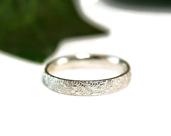 Sterling Silver Filigree Wedding Band: Stacking Thumb Ring