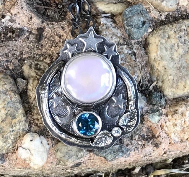 Mini Galaxy Dark Mother of Pearl Necklace