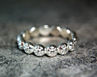 Sterling Silver Berry Stacking Band, Solid 925 Sterling Ring, Casual Everyday Ring, Thumb Ring