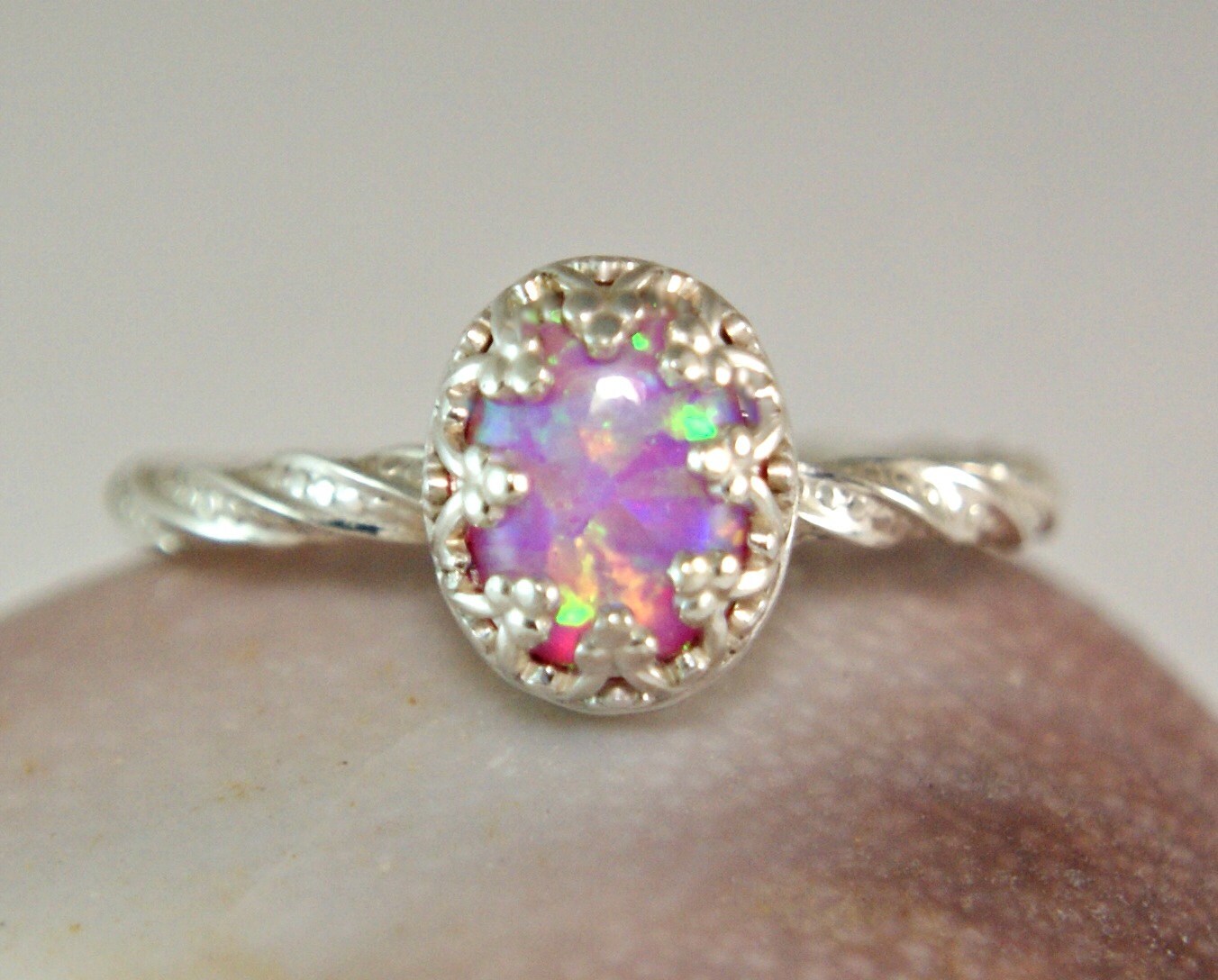 pink opal stone ring