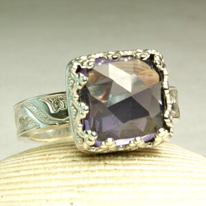 Lab Alexandrite Ring Sterling Silver Jewelry Color Changer Faceted Gemstone Ring Hand forged Jewelry image 1