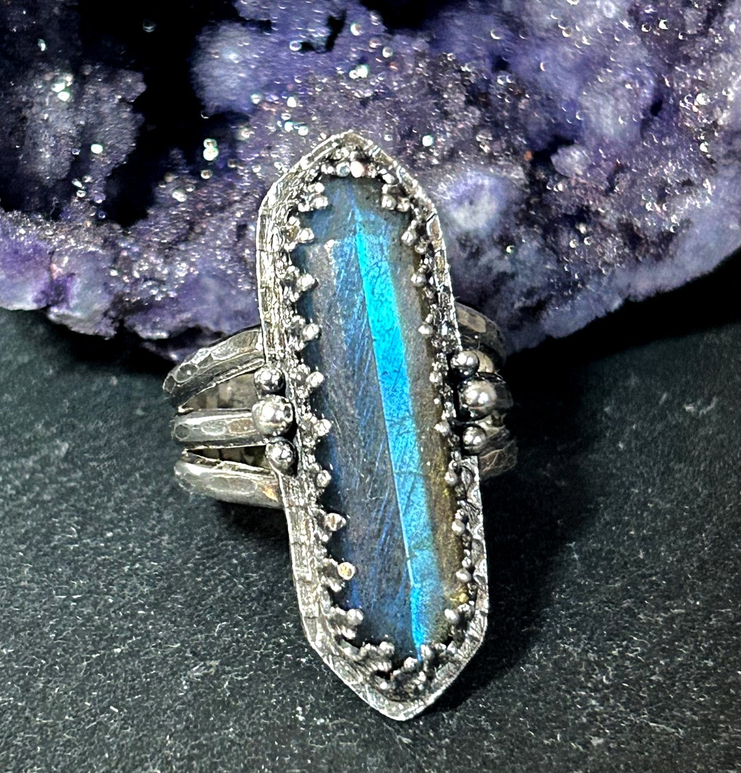 Crystal Labradorite Ring Natural Protection Stone - Etsy