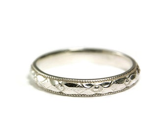 Sterling Silver Stacker Band Floral Wedding Band Hand Made Jewelry Custom size