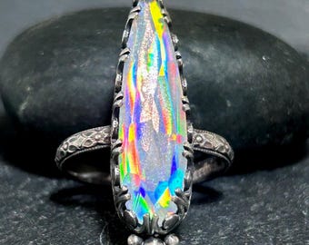Mystic Rainbow Quartz Cocktail Ring In Sterling Silver