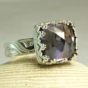 Lab Alexandrite Ring Sterling Silver Jewelry Color Changer Faceted Gemstone Ring Hand forged Jewelry image 3