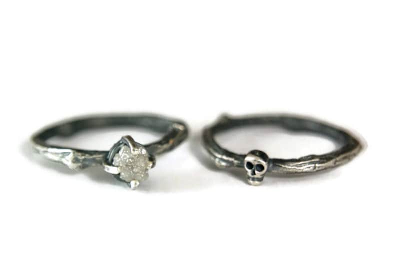 Wedding Rings Set Alternative Wedding Rings Bridal Set Till - Etsy