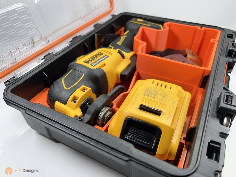 May include: A black and yellow DeWalt 20V MAX oscillating tool with a battery and a carrying case. The tool is in the case with the battery next to it.