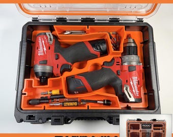 Tool Insert for Ridgid Pro Gear 2.0 Small Parts Organizer - For Milwaukee M12 Impact Driver/Drill (2504-20 & 2553-20).**INSERT ONLY**