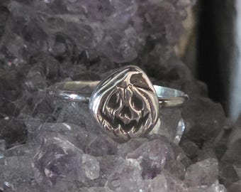 Jack-o-Lantern Stacking Ring in Sterling Silver, Made to Order
