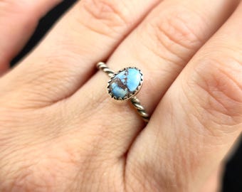 Golden Hills Turquoise Stacking Ring in Sterling Silver Sz 8