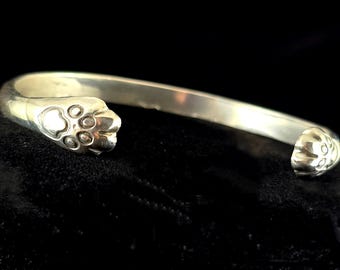 Made to Order Cat Paw Hugging Cuff Bracelet in Sterling Silver