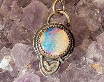 Ancient Fairy Pendant with Cultured Opal and Sterling Silver