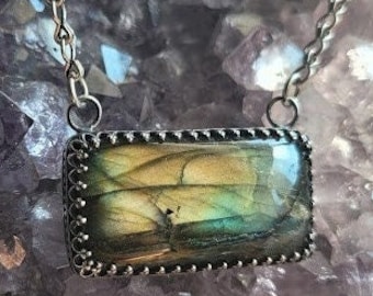 Aurora Borealis -- Sterling Silver and Labradorite -- Pendant Necklace