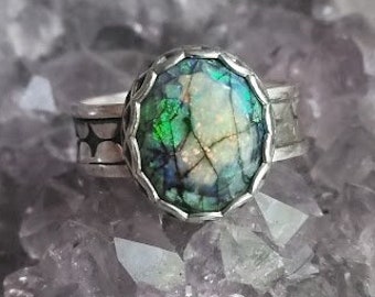 Star Clusters-- Sterling Silver and Cultured Opal -- Heirloom Statement Ring