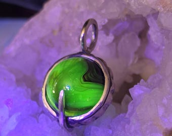 Uranium Marble Pool of Light Sterling Silver Pendant Necklace, Booktok Jewelry