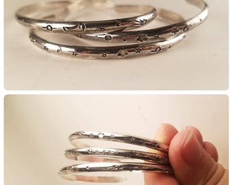Sterling Silver Universe Nebula Cuff Bracelet