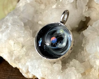 Sterling Silver Galaxy Pool of Light Pendant Necklace, Wizard's Glass Booktok Jewelry