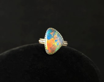 Artemis Cosmic Opal Rainbow Galaxy Ring in Sterling Silver US sz 8