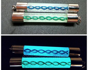 Glow in the Dark Friendship Necklace Set: Zombie Virus & G-Vaccine Capsule Pendants