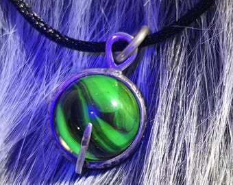 Uranium Marble Pool of Light Sterling Silver Pendant Necklace, Booktok Jewelry