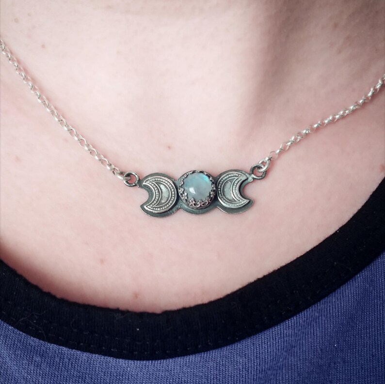Goddess Hecate Triple Moon Wiccan Moonstone Sterling Silver - Etsy