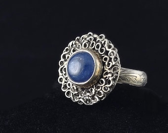 Dark Moon Ring in Sterling Silver and Kyanite, Size 8 Adjustable