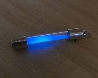 Glow in the Dark Blue Stardust Capsule Necklace in Silver