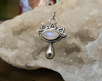 Crest of the Sheikah, Lens of Truth, Sterling Silver and Moonstone Pendant