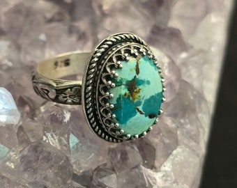 Watercolor Hubei Chinese Turquoise Ring - US Sz 6.5, Adjustable