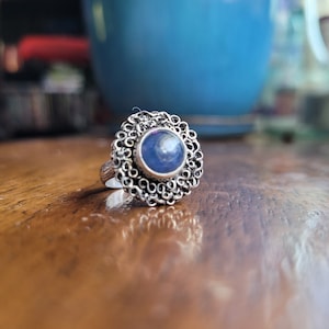 Ranni's Dark Moon Ring in Sterling Silver and Kyanite, Custom Sizing, Adjustable image 3