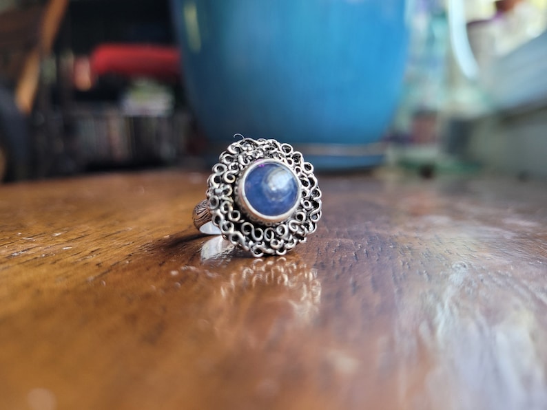 Ranni's Dark Moon Ring in Sterling Silver and Kyanite, Custom Sizing, Adjustable image 3