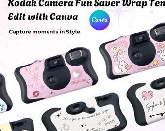 Kodak FunSaver Disposable Camera Wrap | Canva Editable Template | Printable Design