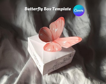 DIY Custom Butterfly Gift Box Template: Printable Canva Design (PDF Download A4 Size)